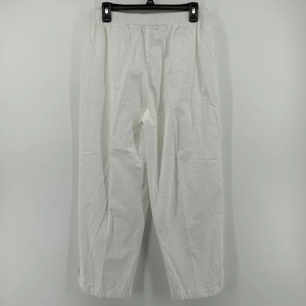 Appleseed's White 100% Cotton Stretch Cropped Pants Med Coastal Beach Minimalist